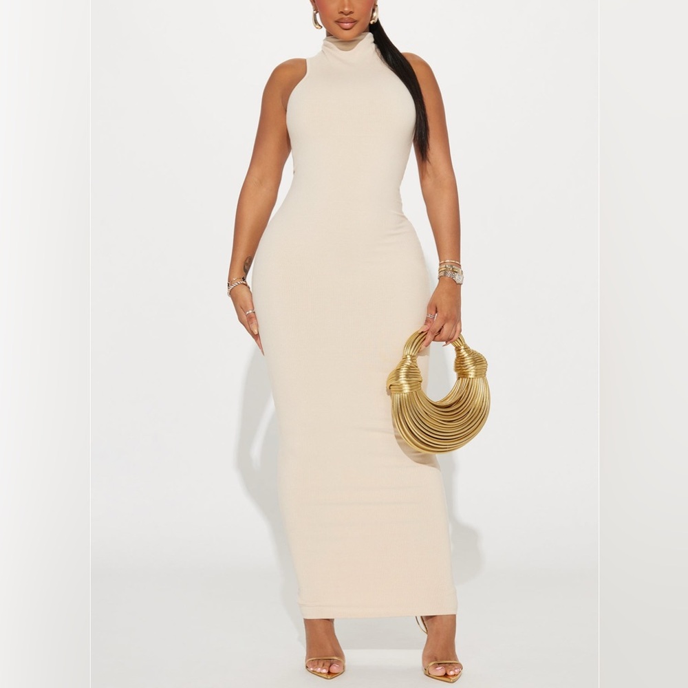 Snatched Maxi dress cream tan